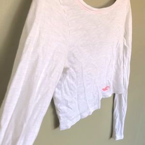 White Hollister long sleeve cropped top